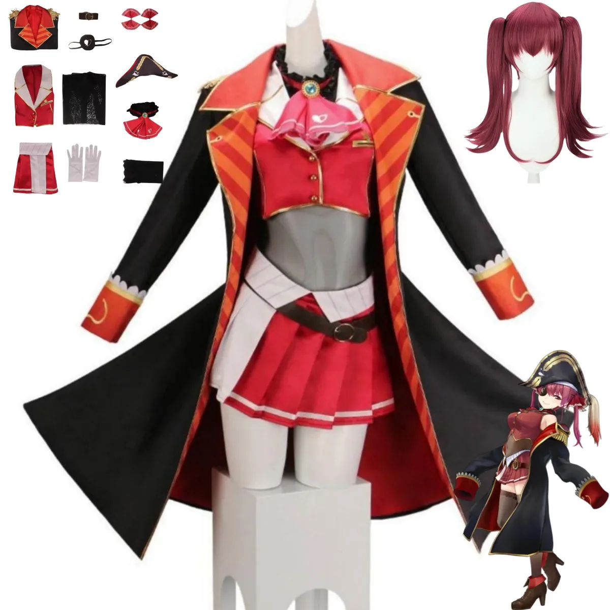 Anime Marin Cosplay - Kostum Cosplay YouTuber Virtual Houshou Marine
