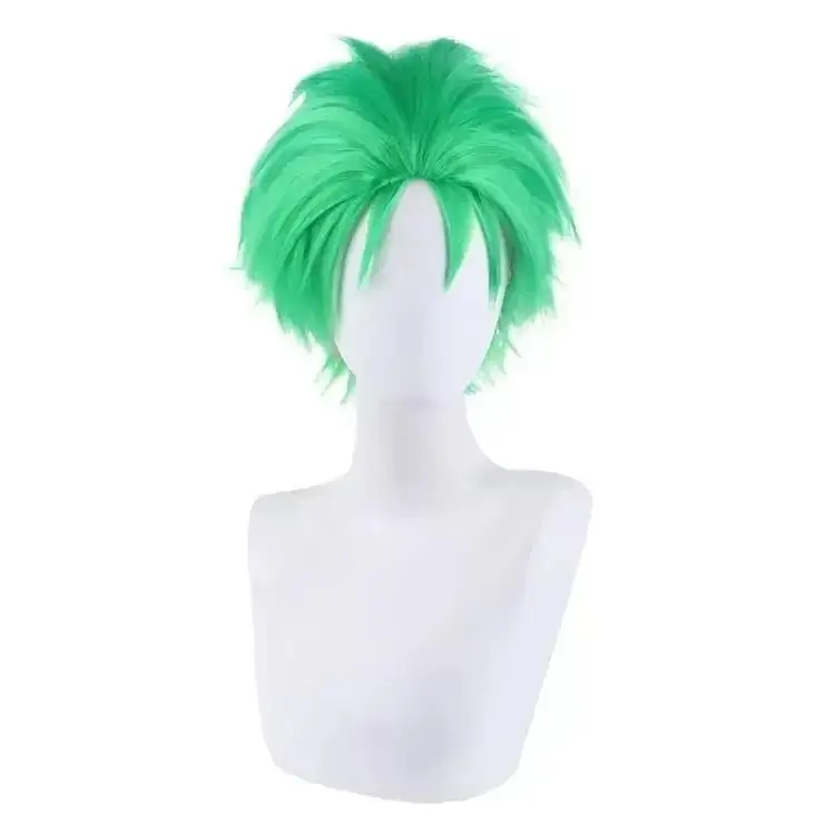 Cosplay Anime Zoro - Wig hijau latar belakang Anime sliced-back