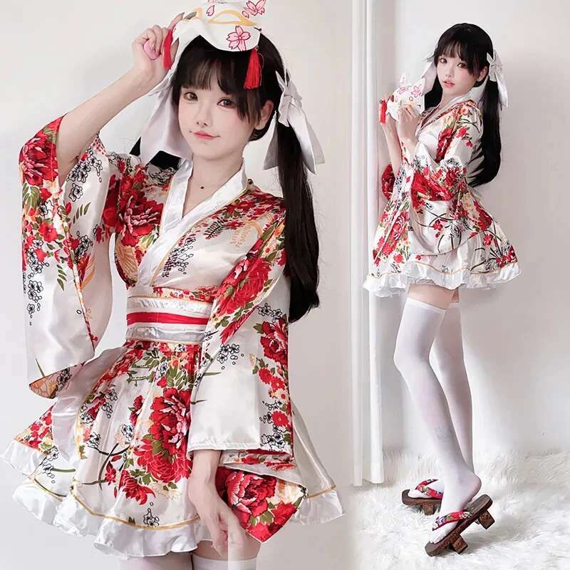 Anime Cosplay Japanese Girl - Gaun Kimono Modifikasi Jepang untuk Wanita