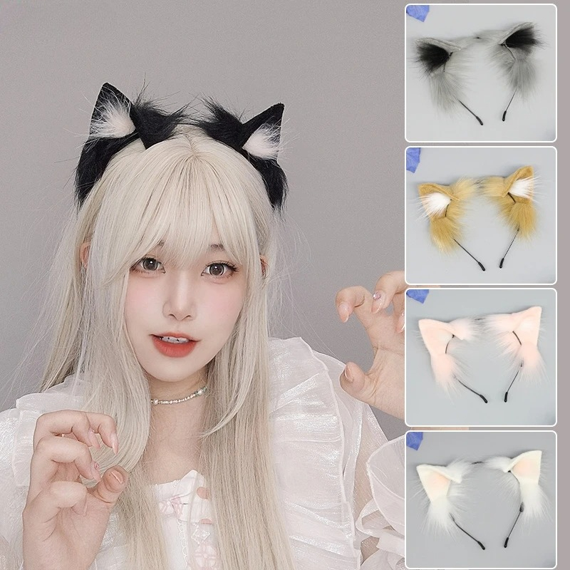 Anime Cosplay Girl With Black Hair - 1 Buah Ikat Kepala Halloween Telinga