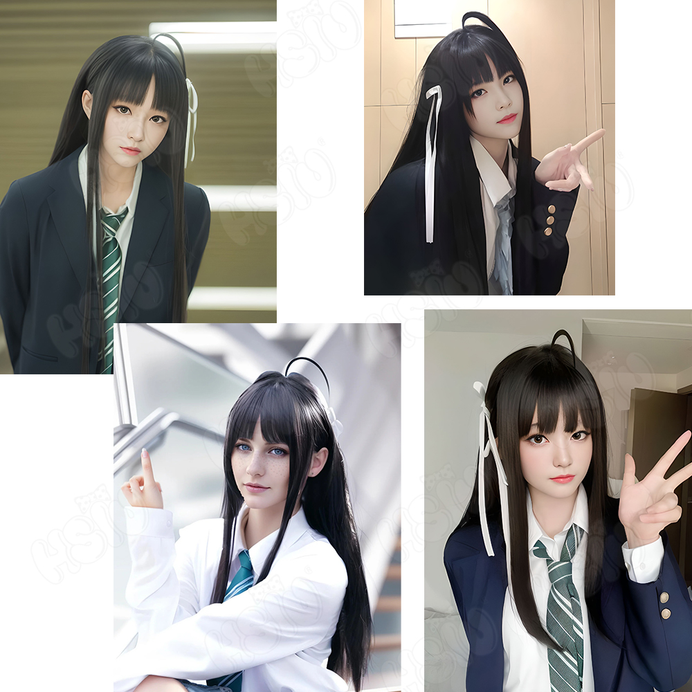 Wig Cosplay Awa Subaru HSIU 80 - Anime Cosplay Girl With Black Hair ulasan dan harga