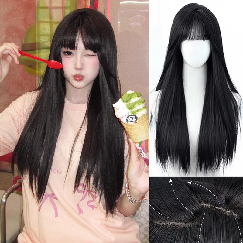 Wig Rambut Lurus Panjang Hitam - Anime Cosplay Girl With Black Hair ulasan dan harga