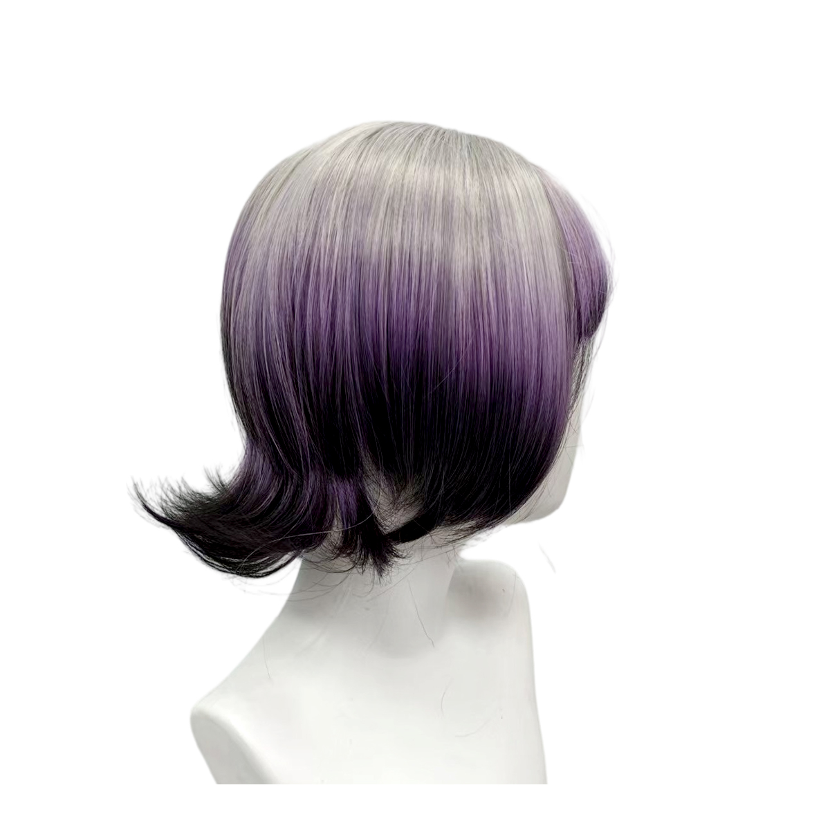 Wig Bob Ombre Abu-abu Ungu Hit - Anime Cosplay Girl With Black Hair ulasan dan harga