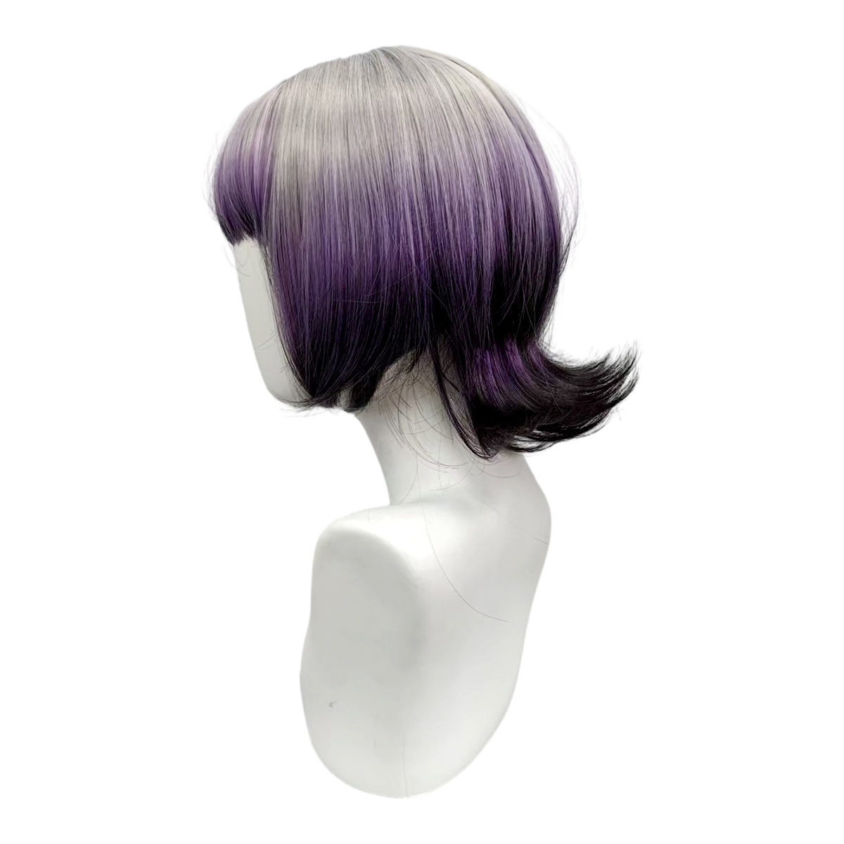 Wig Bob Ombre Abu-abu Ungu Hit - Anime Cosplay Girl With Black Hair ulasan dan harga