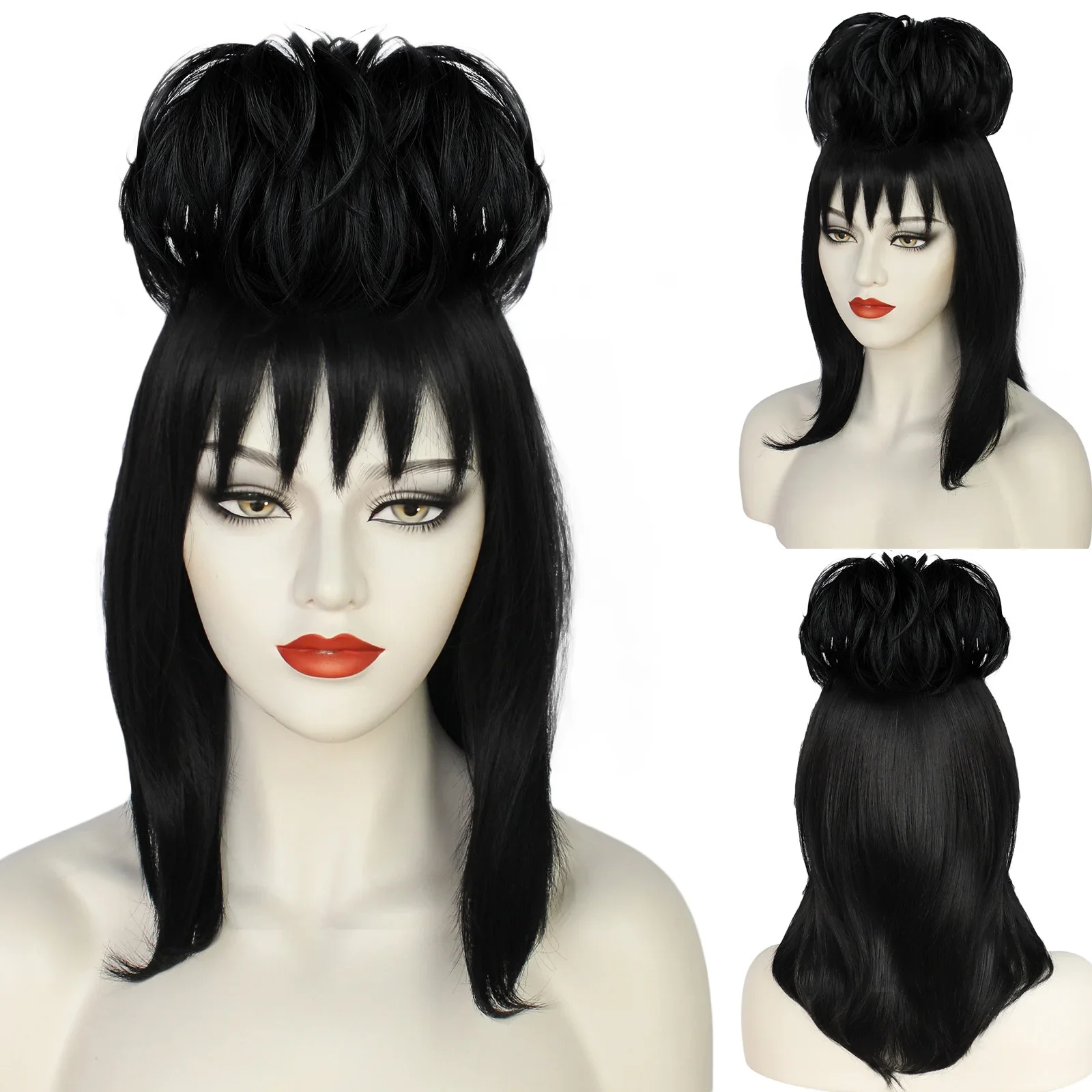 Lydia Deetz Wig Cosplay, akses - Anime Cosplay Girl With Black Hair ulasan dan harga