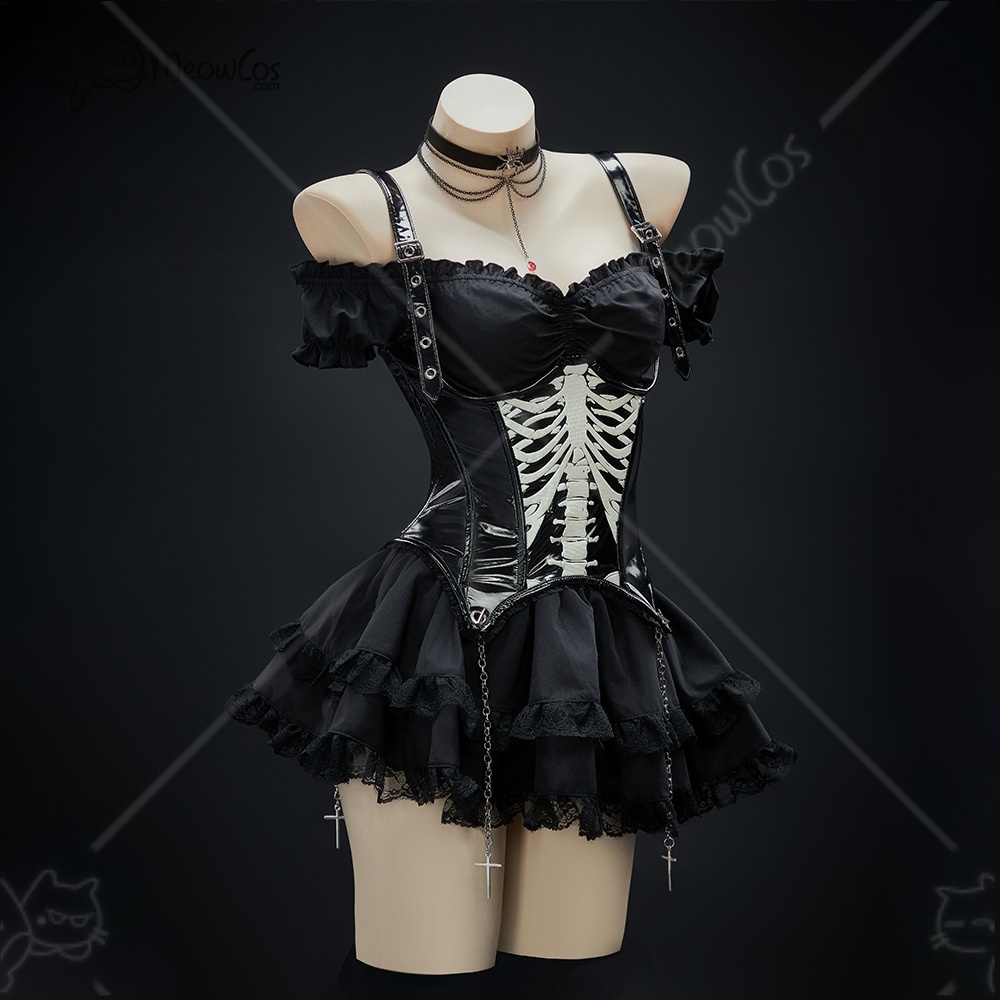 Set Rok Korset Hitam Gotik MEO - Anime Cosplay Com ulasan dan harga